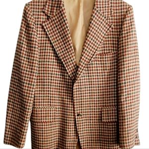 Vintage 1970's Johnny Carson Houndstooth Wool Blazer